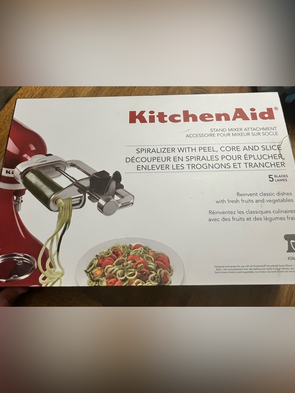 KitchenAid Red Spiralizer Stand Mixer Attachment with Stainless Accents